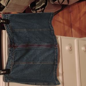 High rise denim mini skirt